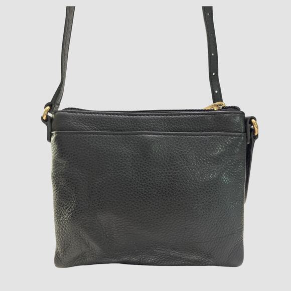 Michael Kors Jet Set Travel Crossbody Black Pebbled Leather Gold MK Logo - Picture 3 of 13